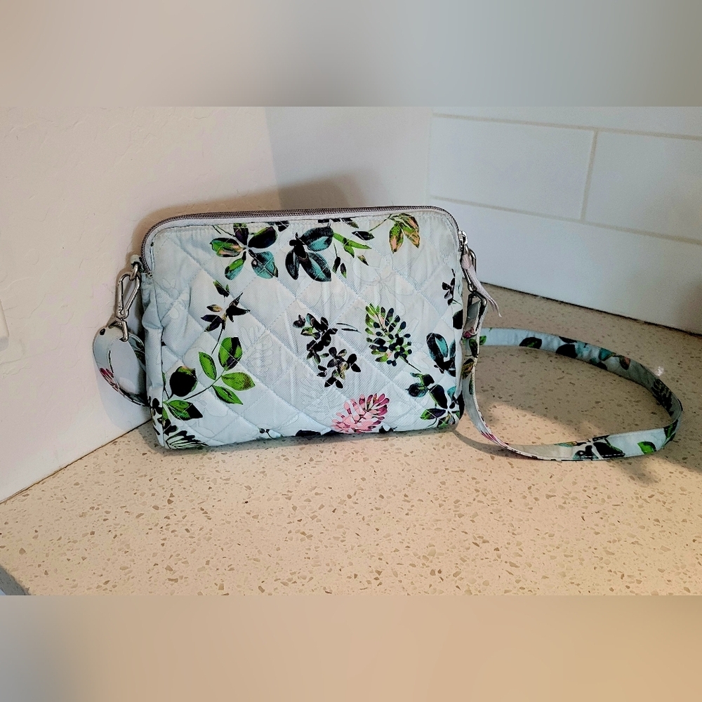 Vera Bradley Quilted Floral Crossbody Bag - Light Blue Floral - Picture 2 of 8